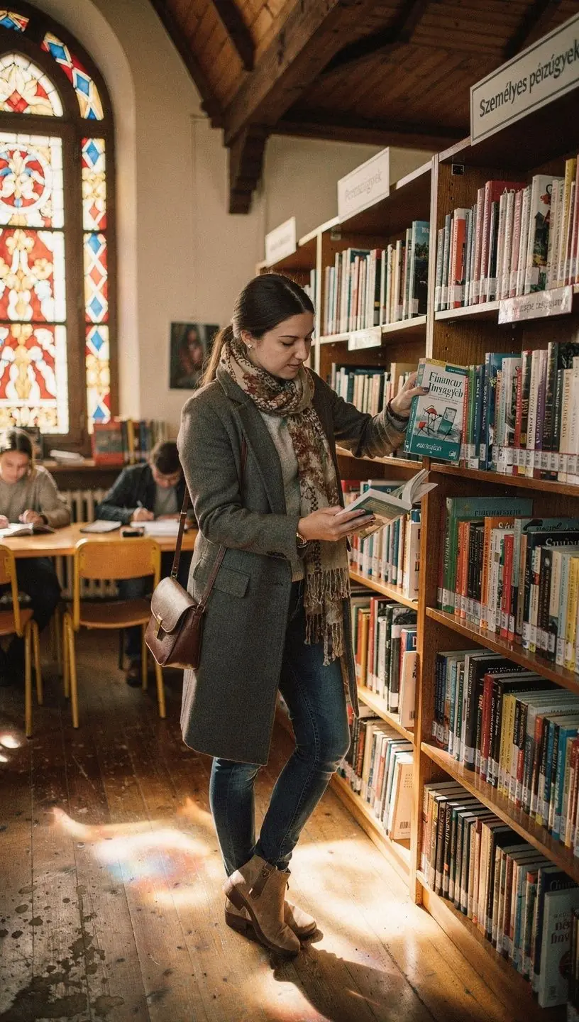 Nő, aki jegyzetel egy pénzügyi tervező könyv mellett.